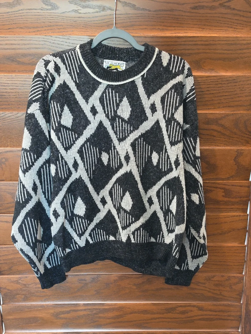 Le Tigre Black & Cream Geometric Crewneck Sweater